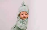 Geboorte mutsje MET KNOOP Mint | Babykleding | Biologisc | Anti allergie | groen | Met knoop