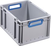 Allit - Transport - Stapelcontainer - L400xB300xH220mm - Grijs PP - Open Handvat Blauw