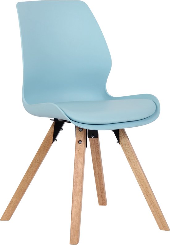 In And OutdoorMatch stoel Iona - Blauw - Eetkamerstoel - Kunststof, kunstleer en beukenhout - Hoogwaardige bekleding - Decoratieve stoel - Stijlvolle eetkamerstoel - Moderne look