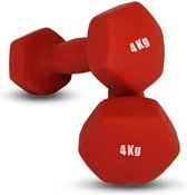 Dumbbell set van 2 - Dumbbells Neopreen gecoat - Krachttraining - Fitness Training - Thuis - 2 x 4 kg - Rood