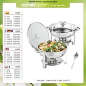 KOSMOS - Vevor Chafing Dish Rolltop - Au Bain Marie Warmhoudschaal - Buffetwarmer - Rond - Glazen Deksel - 3.5 L - 2 stuks