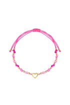 Zomer armbandje kleurrijk hart - fuchsia / Goud