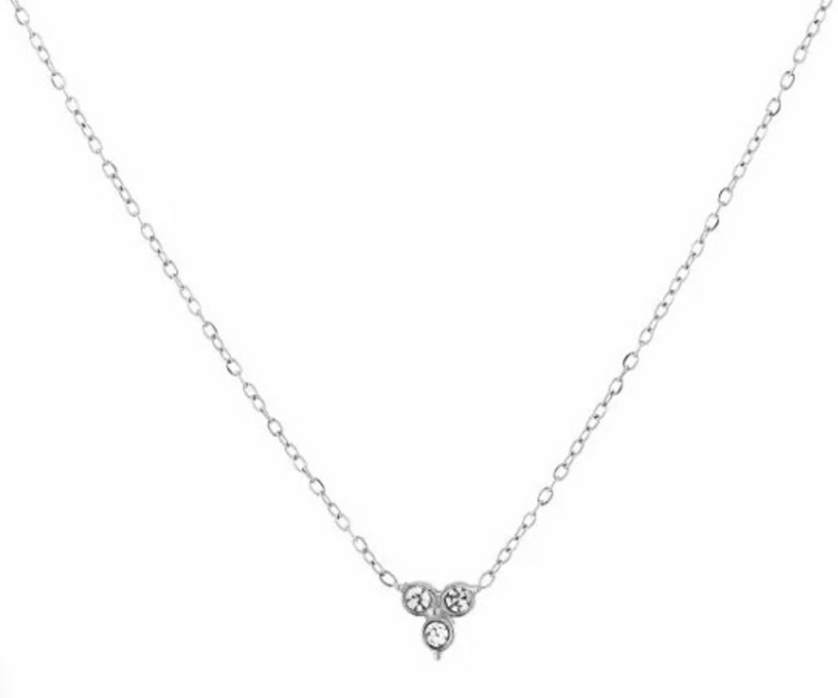 collier met steentjes - ketting met zirkonia - kleur zilver - cadeau idee - kado tip - stainless steel - nikkelfree - waterproof - goede kwaliteit