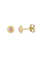 Studs met roze diamantje goud - Yehwang - Studs - 0,70 x 0,70 cm - Stainless Steel (verkleurt niet!) - Goud/Roze