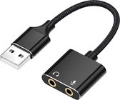 Externe Geluidskaart - USB-A naar 3.5mm Jack - Hoofdtelefoon + Microfoon - 20cm - S4071 - Zwart