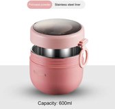 BreakFastie™ Tasses thermiques pour petit-déjeuner de 600 ml - Boîte à bento de rangement portable avec fourchette - Variant: Rose