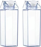 2 stuks Milchkarton-Wasserflasche,Klare Wasserflasche Transparante, 500ml Milchbox Flasche,FüR Picknicks, Camping, Milch, Orangensaft
