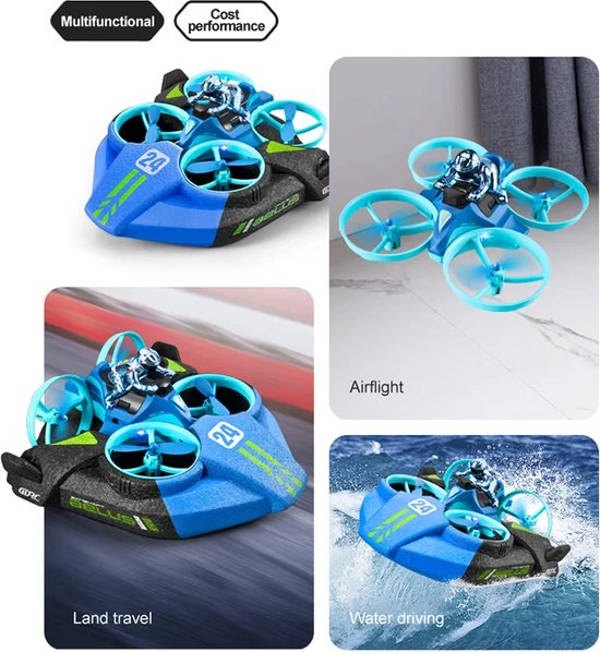 Bestuurbare Boot - Drone - RC boot - Robot Speelgoed - Bestuurbare Auto voor Jongens - Bestuurbare Vliegtuig - Automatische Landing - Inclusief Batterij - USB - 3 in 1 - Bestuurbare Robot voor Kinderen