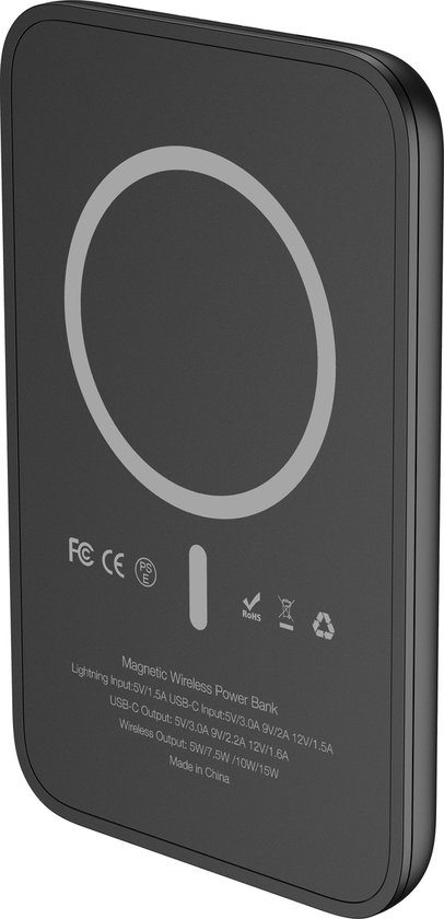 UNIQO Power Mag 5K - 5000mAh Powerbank, 15W Draadloos Opladen Magnetische Magsafe Powerbank Snelladen Usb C Power Delivery 20w Pd 3 1 Draagbare Reisoplader Compact Zwart