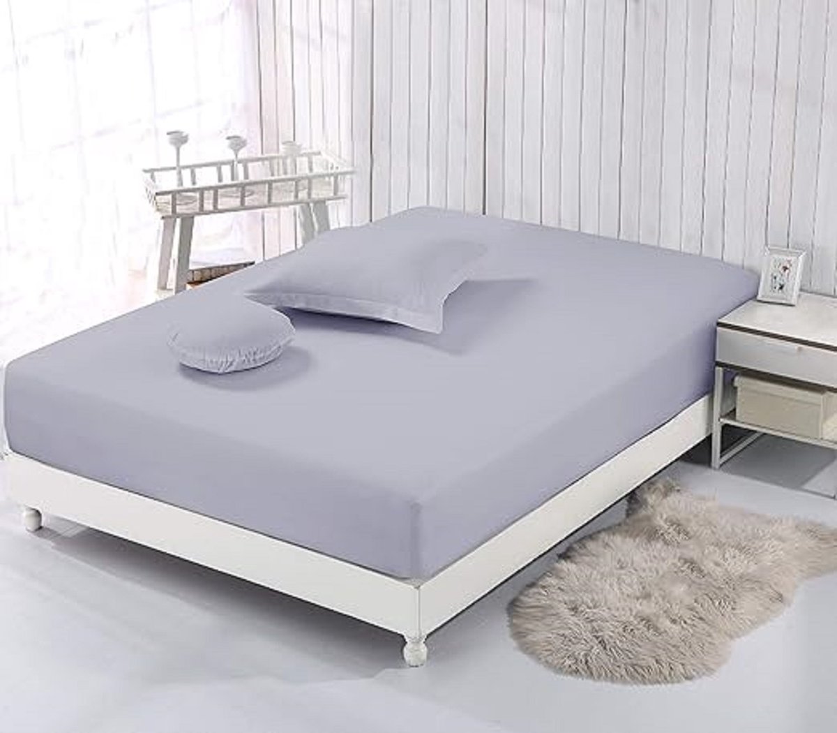 hoeslaken, 100% katoen, Cotton Soft - Anti-allergie \ Bijzonder ademend, resistent, huidvriendelijk,90 x 190 cm