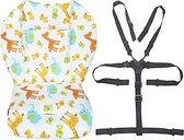 Kinderwagen/kinderstoel zitkussen liner mat pad cover resistent en hoge stoelriemen (5-punts opvanggordel) 1 pak (dier)