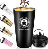 Geïsoleerde Thermo Beker voor Koffie en Thee - 500 ml - Lekvrij - Zwart travel mug
