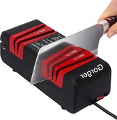 Elektrische en Handmatige Professionele Messenslijper - Met Diamant Antislipbasis - 3 in 1 voor Keukenmessen Scharen Schroevendraaiers (Zwart) knife sharpener