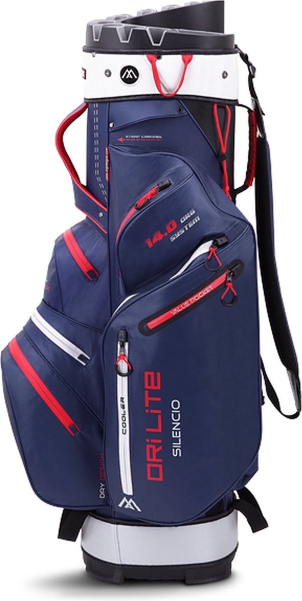 Big Max Dri Lite Silencio 2 golf cartbag (marineblauw/rood)