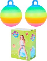 Skippy Ball Rainbow - 2 Pièces - 45 cm - À partir de 3 ans - Jouets d'extérieur Garçons Filles - Jouets d'extérieur - Jouets de plein air Jardin - Balle sautante - Balle rebondissante - Jouets pour enfants - Sports et jeux