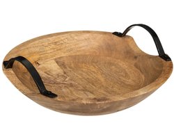 5Five Fruitschaal - mango hout - D30 x H10 cm - met hengsels