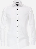 VENTI modern fit overhemd - popeline - wit met dubbele manchet - Strijkvrij - Boordmaat: 37