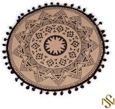 San Naila - Mandala - 4-delig Bohemian Placemat- Jute- Zwart- Tafeldecoratie