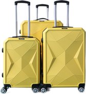 Kofferset Traveleo Babij - 3-delig- met cijferslot - Complete Set - Koffer - Handbagage 35L + 65L en 90L Ruimbagage - ABS03 Geel