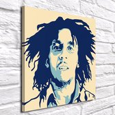 Pop Art Bob Marley - Canvas Print - op dennenhouten kader - 60 x 60 x 2 cm - Wanddecoratie