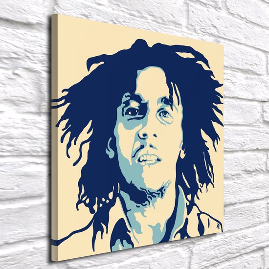 Pop Art Bob Marley - Impression sur toile - sur châssis en bois de pin - 60 x 60 x 2 cm - Décoration murale