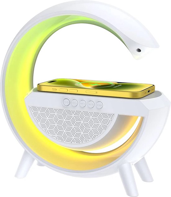 Bluetooth speaker met Draadloze telefoon lader - Wireless charger - Nacht lamp - Sfeerlamp van Time2Play — afbeelding 3