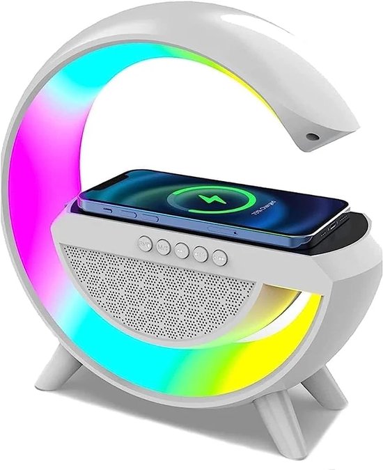 Bluetooth speaker draadloos opladen 10W met kleurrijke sfeerlamp, FM, USB, AUX, TF-kaart, 3 uur batterij