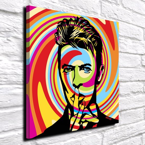 Pop Art David Bowie - Canvas Print - op dennenhouten kader - 60 x 60 x 2 cm - Wanddecoratie