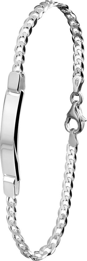 Lucardi Dames Plaatarmband - Echt Zilver - Armband - Cadeau - Moederdag - 19 cm - Zilverkleurig
