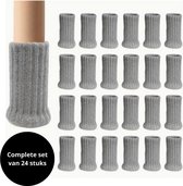 Reqz Products Stoelpootsokken - Set van 24 (Grijs) – Elastische Beschermers – Stoelbeschermer – Stoelsokjes met vilt - Stoelpootbeschermers - Stoelpootdoppen