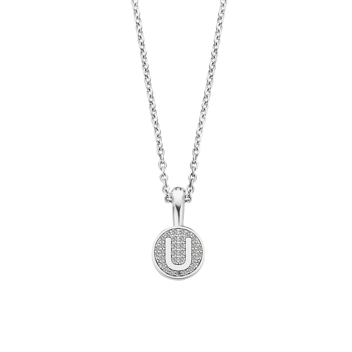 TI SENTO Dames Ketting - 925 zilver - Wit (Letter) - Maat 42 - 3858LU