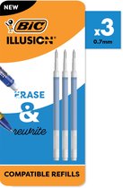BIC Illusion Uitwisbare pen Compatibele Navullingen met Warmtegevoelige Inkt en Inktwisser - Blauw - verpakking van 3 stuks