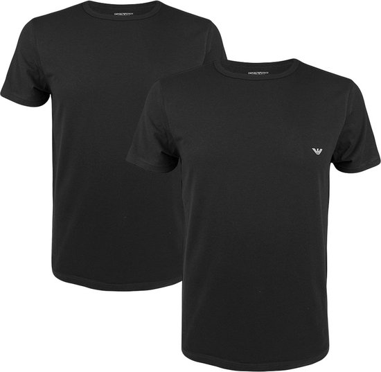 Emporio Armani 2P O-hals shirts stretch zwart - L