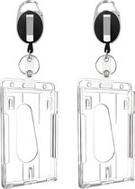 Porte-badge avec cordon de serrage - 2 pièces avec clip - Porte-clés rétractable - Porte-carte avec cordon