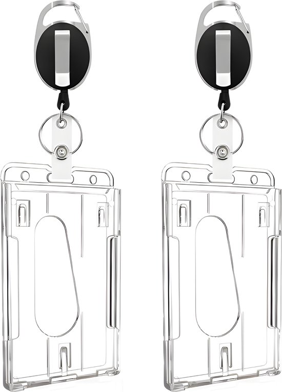 Porte-badge avec cordon de serrage - 2 pièces avec clip - Porte-clés rétractable - Porte-carte avec cordon