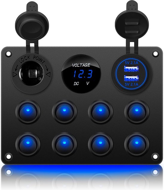 Boot Yacht Serie Schalter Panel 5 Gang Led Wasserdicht Rocker Schalter Mit Aufkleber Für Boot Rv 12V 24V Dc