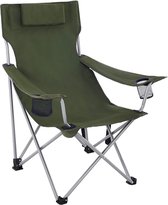 Opvouwbare campingstoel inklapbaar voor buiten met armleuningen hoofdsteun glashouder stabiel frame draagvermogen 150 kg groen met 1 of 2 populaire zoekwoorden beach sling chair