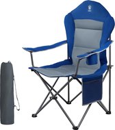 Vouwbare campingstoel oversized gewatteerde arm inklapbaar stalen frame hoge rugstoel met bekerhouder zijtas zware ondersteuning 136kg (Blauw) beach sling chair