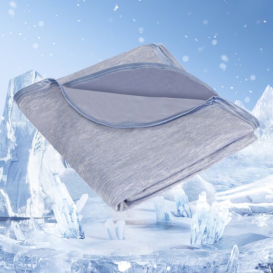 Koeldeken 150 x 200 cm - zelfkoelende deken - Q-max > 0.43 cooling blanket - zomerdekbed - zomerdeken - verkoelende deken voor mensen tijdens slapen, bed, bank en reizen, Blauwe