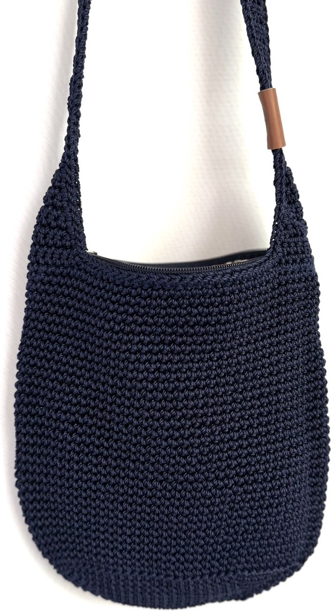 BAYUXX Bags Bali - Gehaakte tas met rits - Model BIBI - Handmade in Bali - Dames - Crossbody/ Schoudertas - Blauw - Duurzaam