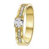 Lucardi Ladies Gold Plated Engagement Ring Florence zircone - Ring - Cadeau - Acier - Doré