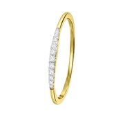 Lucardi Dames Ring met 11 diamanten 0,06ct - Ring - Cadeau - 14 Karaat Goud - Geelgoud