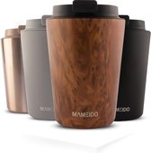 Tasse thermos 350ml Wood de Chêne - Tasse à café en acier inoxydable à double paroi isolée et étanche - Coffee to go Mug