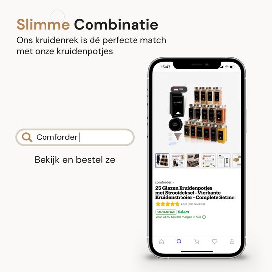 Comforder Spice Rack Étagères à épices - Spice Organizer - 4 Spice Racks - for 24 Pots d'herbes aromatiques - Zwart