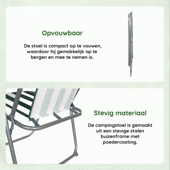 EASTWALL Klapstoel - 52 x 47 x 75 cm (BxDxH) - Campingklapstoel - Opvouwbare Campingstoel - Vouwstoel - Waterafstotende Hoes - Lichtgewicht - Groen/wit van EASTWALL — afbeelding 5