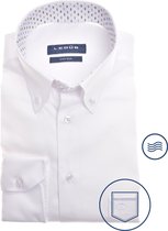 Ledub modern fit overhemd - popeline - wit - Strijkvriendelijk - Boordmaat: 46