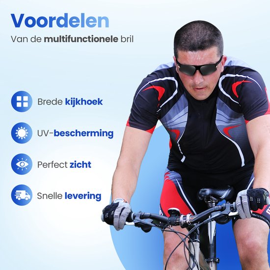 Garpex® Fietsbril - Sportbril - Zonnebril Heren - Wielrennen - Motor - Zwart Frame met Blauwe Lens van Garpex — afbeelding 2