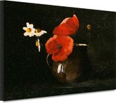 Bloemen in een vaas - Odilon Redon portret - Bloemen schilderij - Canvas schilderijen Oude meesters - Wanddecoratie industrieel - Muurdecoratie canvas - Decoratie woonkamer 70x50 cm