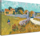 Boerderij in de Provence - Vincent van Gogh wanddecoratie - Boerderij schilderij - Muurdecoratie Architectuur - Wanddecoratie klassiek - Schilderijen op canvas - Slaapkamer decoratie 100x75 cm