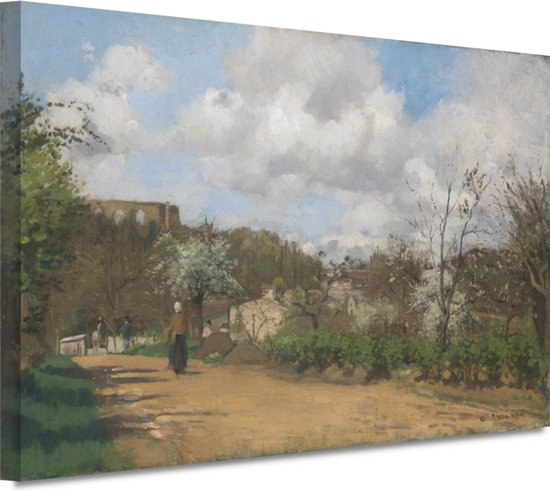 Uitzicht vanaf Louveciennes - Camille Pissarro portret - Landschap portret - Canvas schilderij Natuur - Muurdecoratie klassiek - Canvas schilderij - Woonkamer decoratie 60x40 cm